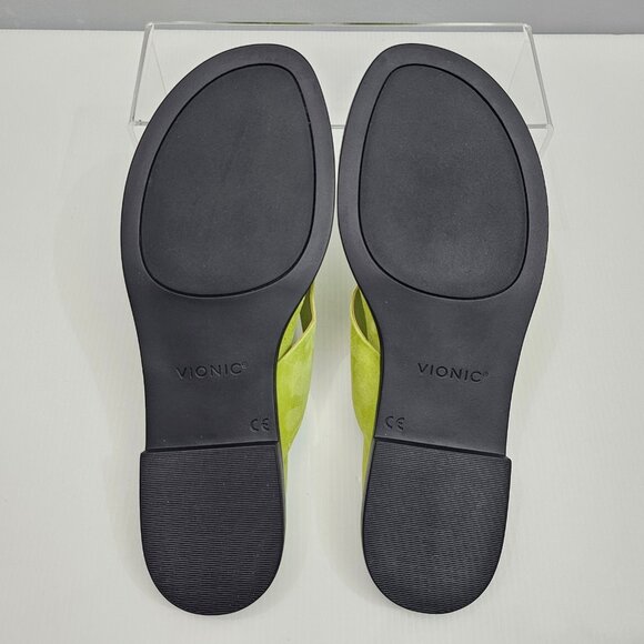 Vionic Agave Toe Post Sandal Womens 10 Green Suede Slip On Comfort Arch Support - Picture 11 of 13